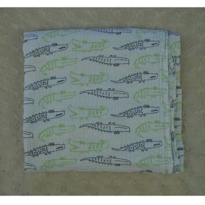 Debonair Creations Alligator Baby Swaddle Blanket White Blue Green Crocodile